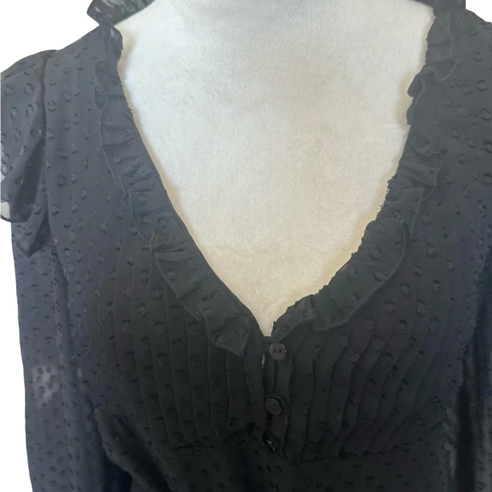 NEW! ZARA Black Classy Swiss Dress Sheer Sleeves. Size M - Picture 8 of 12